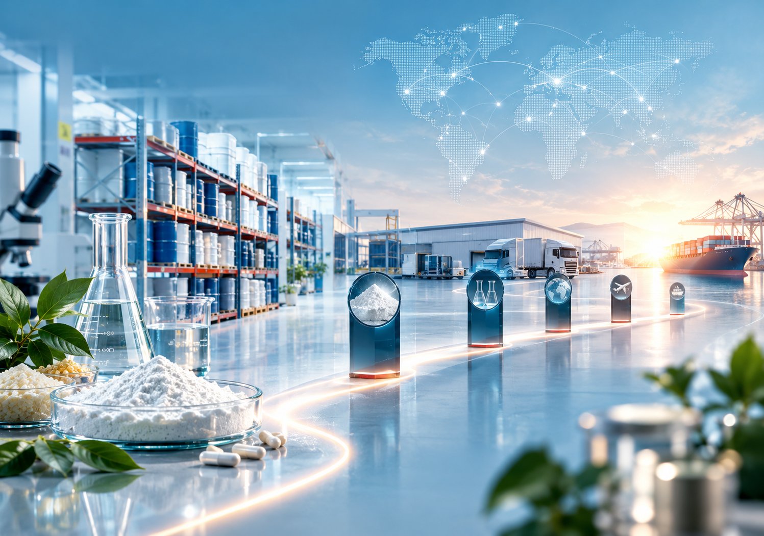 KP Pharma's journey, from raw material sourcing and testing to warehousing and global distribution